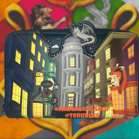 Loungefly Harry Potter Diagon Alley Sequin Mini Backpack and Matching Wallet - Picture 6 of 8